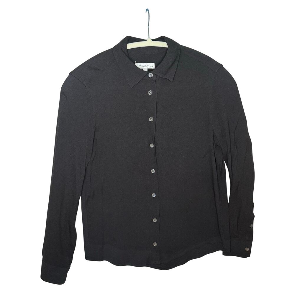 Equipment Femme XS Charcoal Silk Button Front Shirt Blouse Long Sleeve Classic